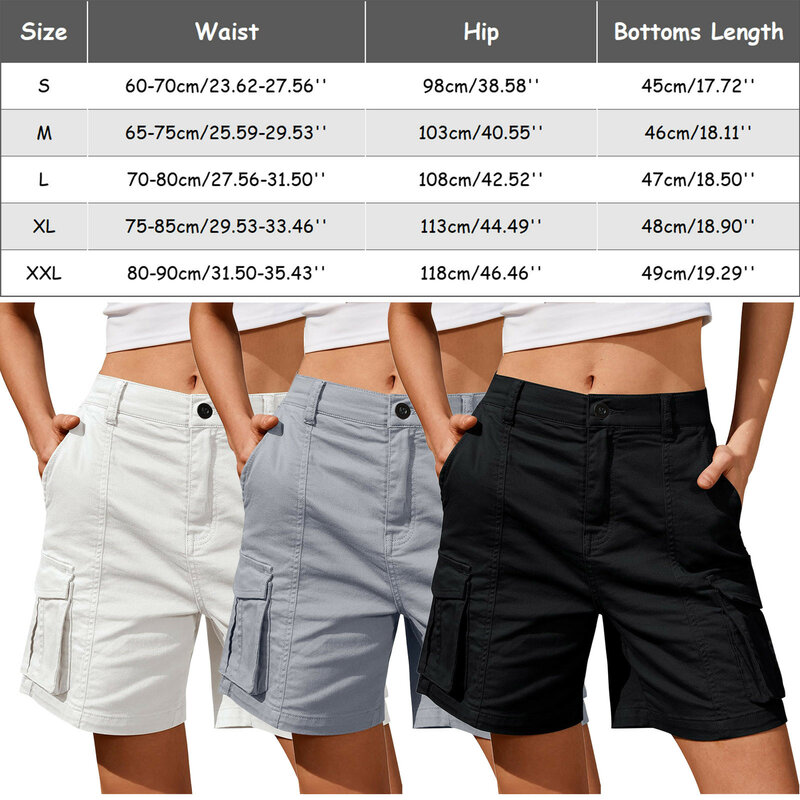 Pantaloncini per le donne pantaloncini Cargo lunghezza al ginocchio elastico in vita pantaloncini lunghi pantaloni per l'estate Casual stile americano Streetwear 2024