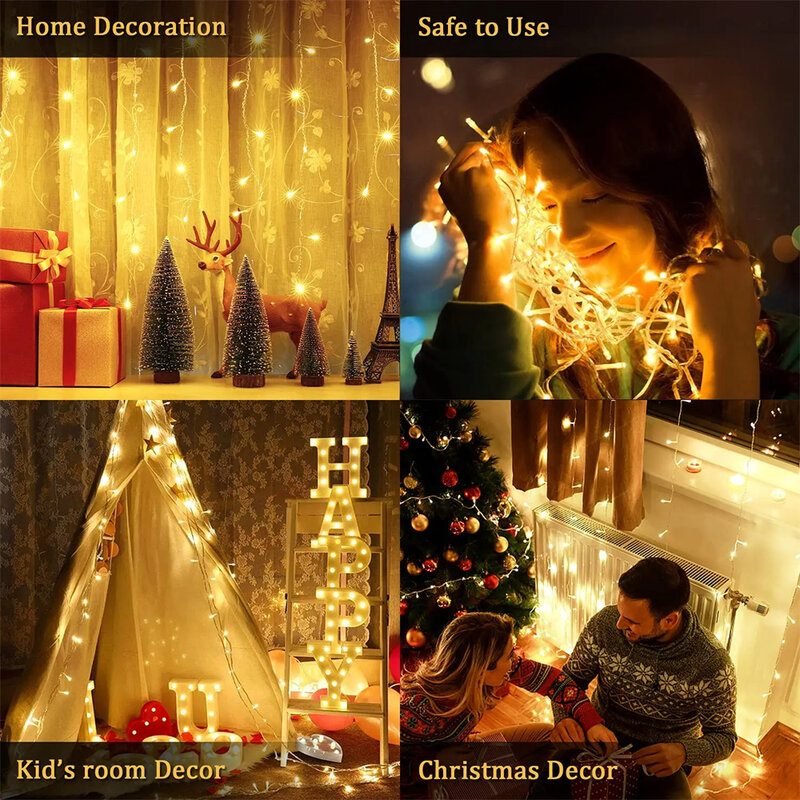 Guirnalda de luces LED de hadas, decoración de Navidad, fiesta de boda, decoración de Año Nuevo, funciona con pilas, 1 M, 2 M, 4 M, 10M