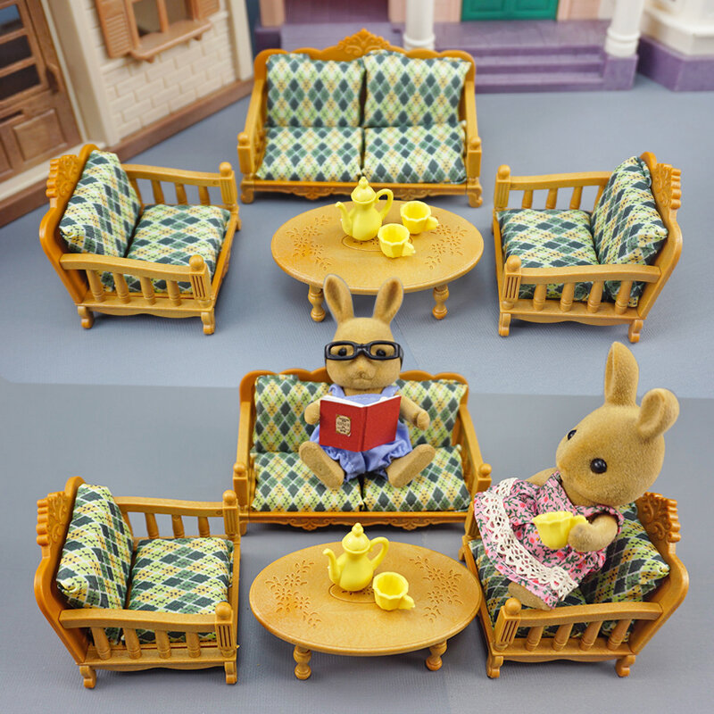 Forest ครอบครัว1:12 Dollhouse ห้องนั่งเล่นสวนสนุกสัตว์ตุ๊กตาอุปกรณ์เสริม Mini ชุดเฟอร์นิเจอร์แกล้งทำเป็นเล่นสำหรับสาวของขวัญ