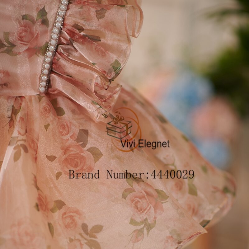 Urocze dziewczęce sukienki kwiatowe z organzą 2023 letnie nowa miarka świąteczne bez rękawów koraliki فلور فتاة اللباس