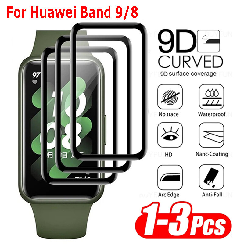 1-3 Stuks Beschermende Film Voor Huawei Band 9 8 Screen Protector Hd Gebogen Zachte Film Anti-Kras Cover Voor Huawei Band 8 9 Niet Glas