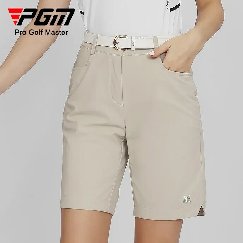 PGM-Calça feminina de golfe de cintura alta, calção de verão, perna reta, bainha dividida versátil