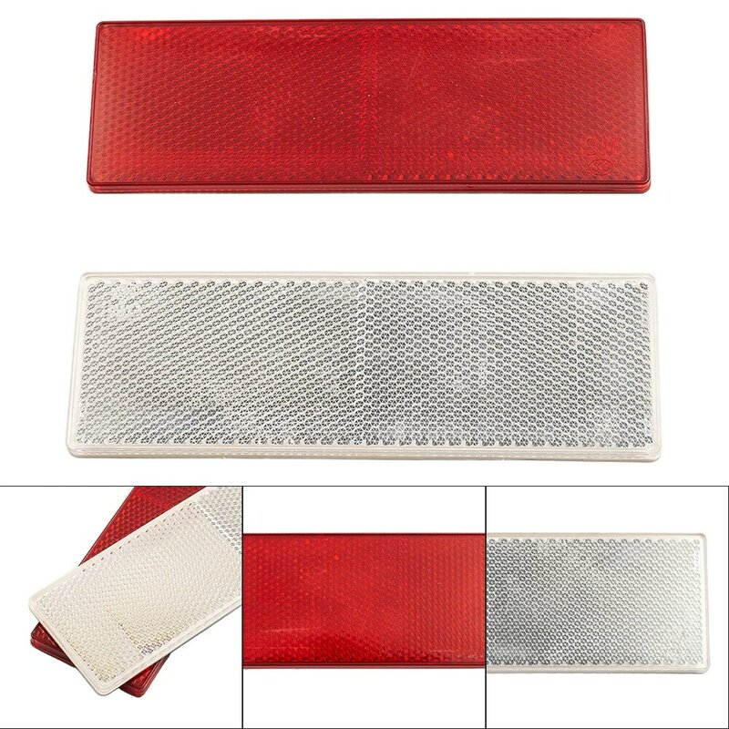 Car Safety Reflective Stickers Plastic Rectangular Red White 15x5cm PVC Material For Trucks For Cars Brand New