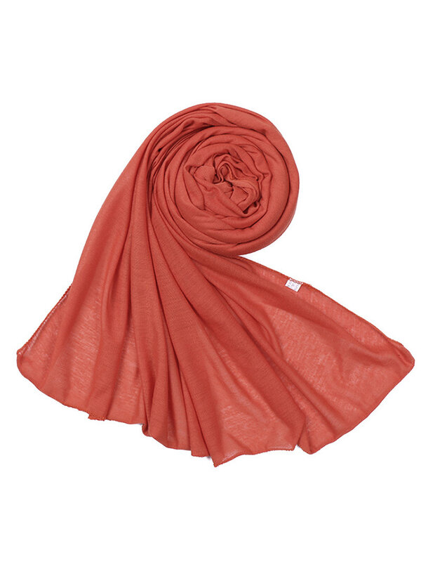 Bufanda de Hijab de algodón liso para mujer, chal musulmán de Color sólido, turbante suave elástico, pañuelo para la cabeza, 180x80cm