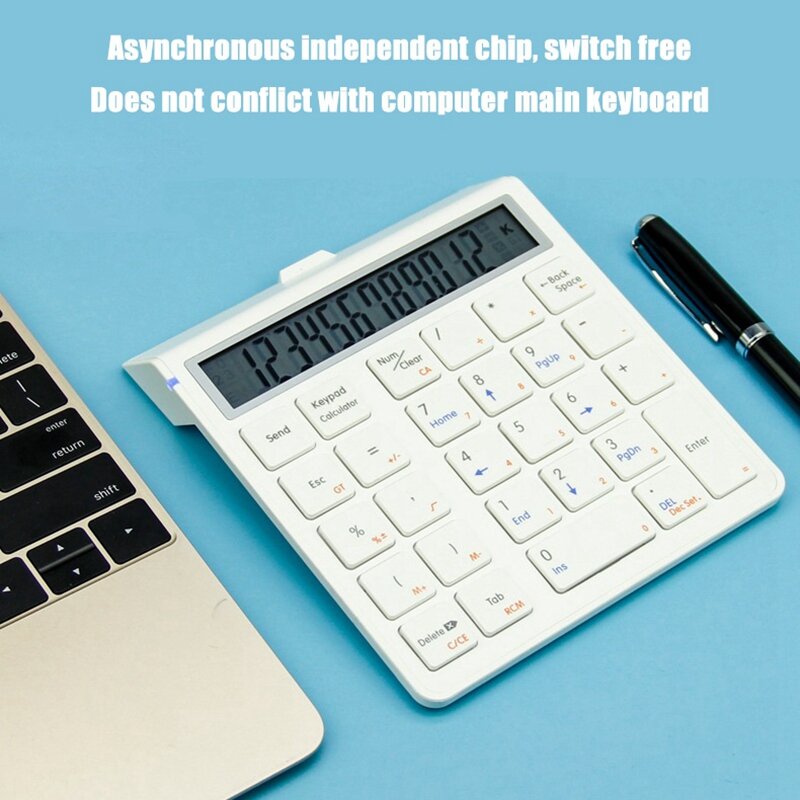 Sunreed Numeric Keypad 4.0 Bluetooth Keyboard with Display Calculator Function 2 in 1 Number Pad and Calculator Black