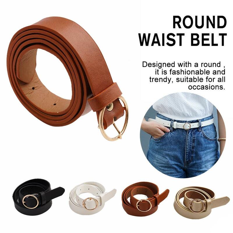 2023 Women Belts New PU Leather Simple Metal Belt Girls Dress Jean Pants Waistband Belts for Lady Luxury Designer Brand I8Z6