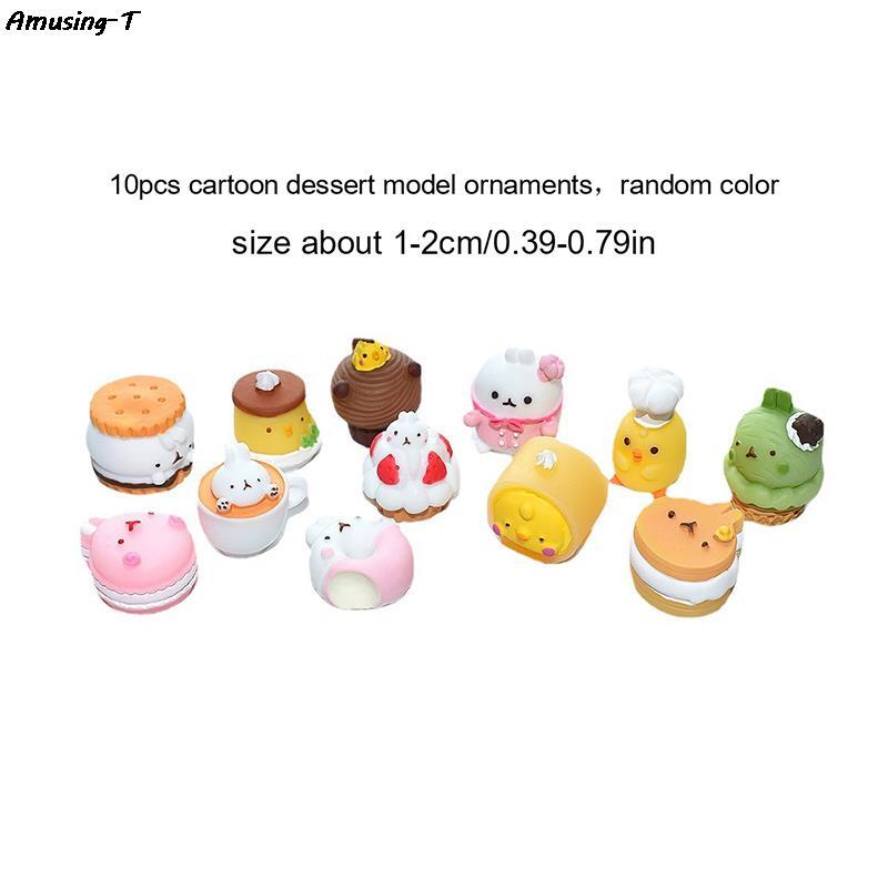 Acak 10 buah rumah boneka Mini Model makanan penutup rumah boneka kue kartun rumah boneka aksesoris makanan dapur