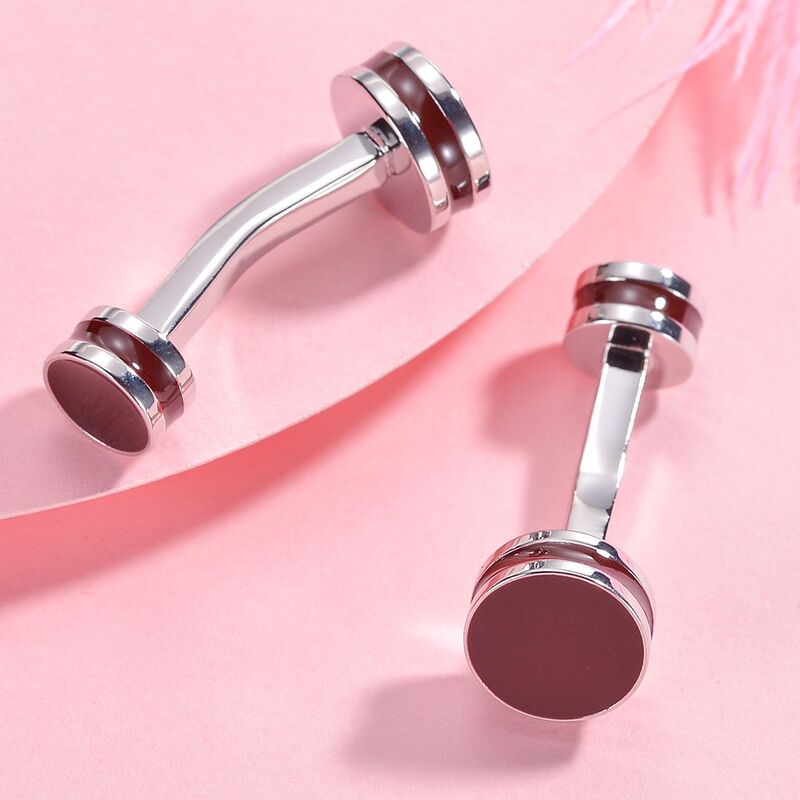 High Quality Fashion Novelty Brown Colored Double Ended Design Silver Cufflinks For Birthday Gifts