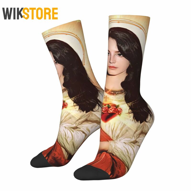 Meias Respiráveis Saint Lana Del Rey para Homens e Mulheres, Cute Crew Sock, Moda Masculina