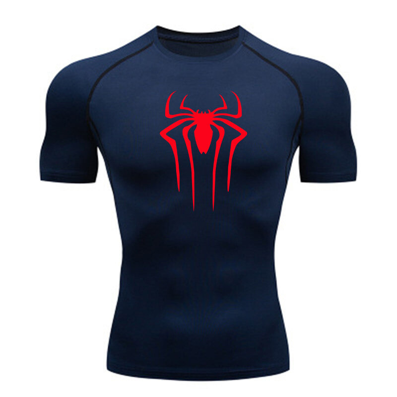 Camiseta de compresión para hombre, ropa deportiva de superhéroe para gimnasio, correr, Rashgard, de secado rápido, de manga corta, nueva