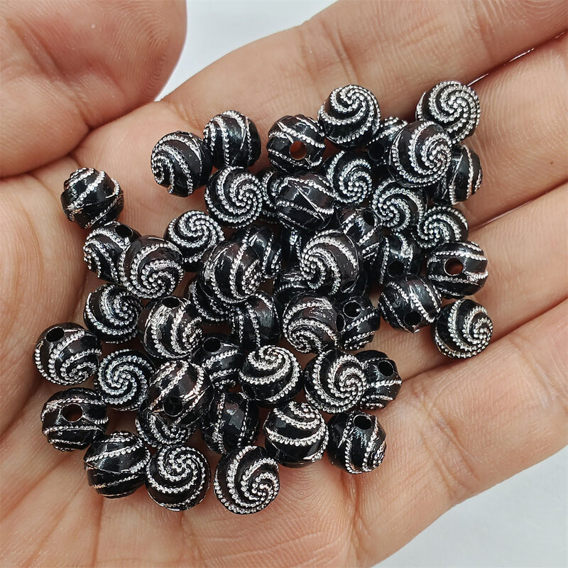 50pcs 8mm mehrfarbige Spirale runde lose Perlen für Schmuck machen DIY Anhänger Halskette Schlüssel bund Mode Material Großhandel