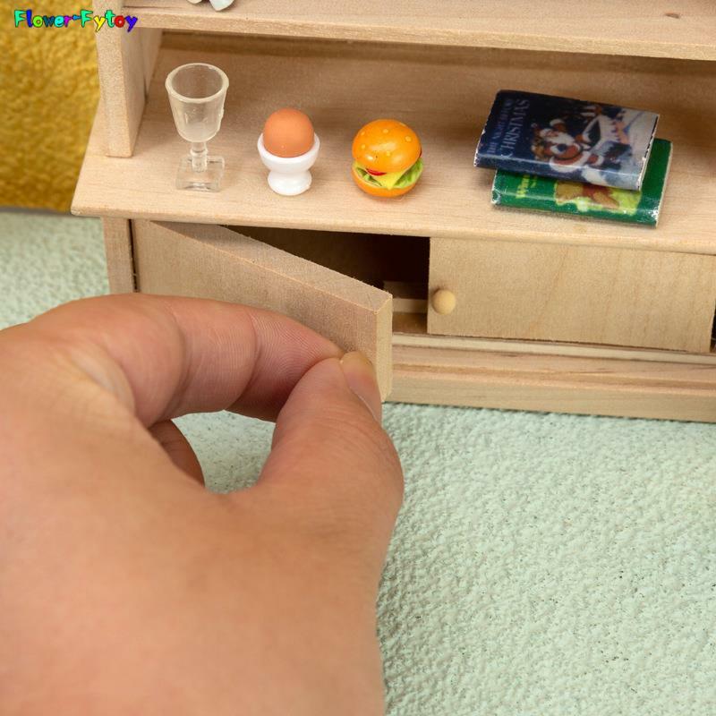 26 Gaya 1 buah 1:12 miniatur rumah boneka warna kayu rak buku lemari kabinet dekorasi furnitur mainan