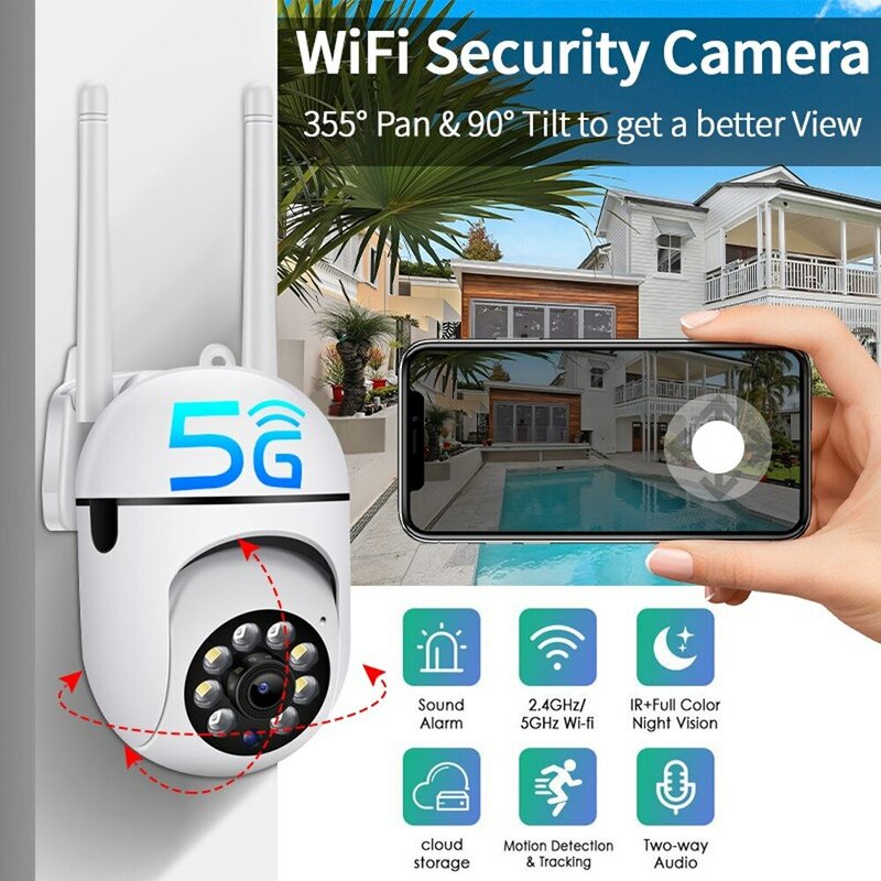 กล้อง IP Wi-Fi สำหรับติดนอกบ้านมีสายกล้องไอพีติดตามของมนุษย์กล้องสีกลางคืนระบบเสียงสองทิศทาง3MP 2MP