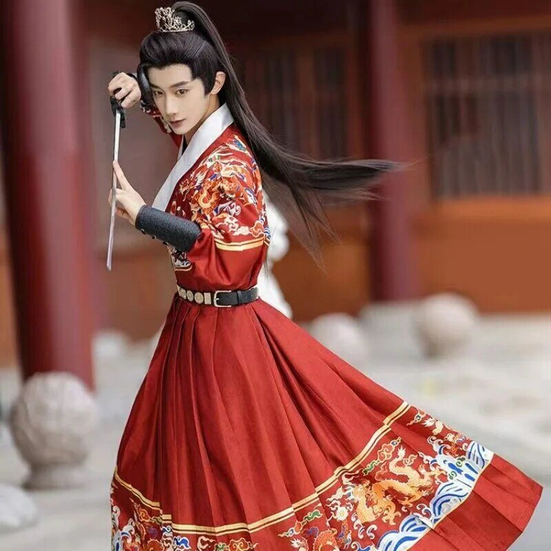 Платье с летящей рыбой династии Мин, женское платье с вышивкой Hanfu от династии Мин, одежда Jinyiwe для мужчин и пар, полный комплект