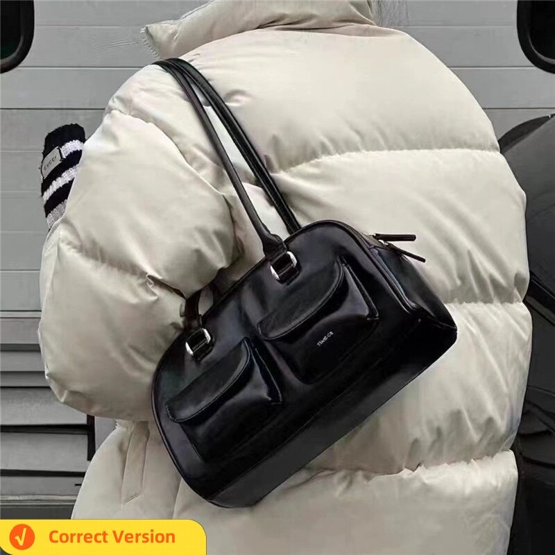 กระเป๋าโบว์ลิ่งน้ำมันยืนสำหรับผู้หญิงแบรนด์เกาหลีกระเป๋าโท้ทสไตล์บอสตันหยุนจินกระเป๋าถือออกแบบหรูหรา