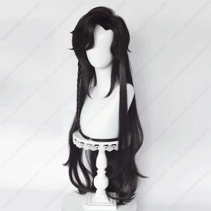 Tian Guan Ci Fu San Lang Hua Cheng Peluca de Cosplay, pelucas negras largas de 80cm, cabello sintético resistente al calor