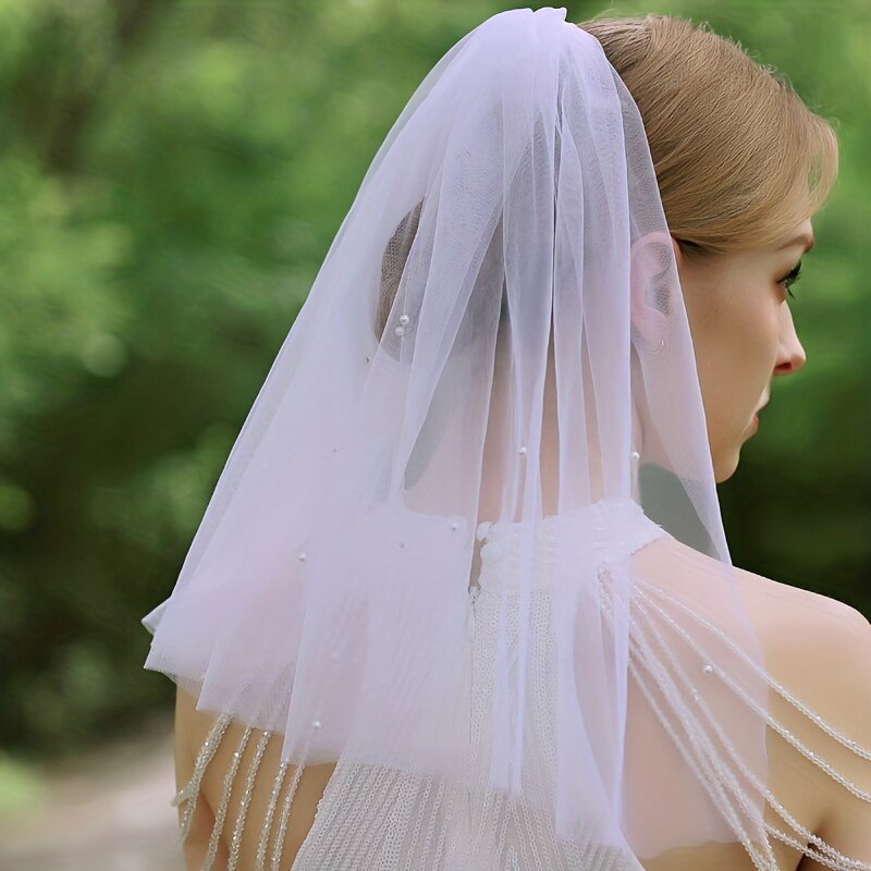 Últimas Olhando de Chegada Nova Duas camadas Corte da borda véus nupciais Acessórios do casamento Véu