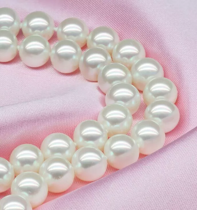 Collier de perles rondes blanches naturelles des mers du Sud, véritable AAA, 18 ", 8-9mm