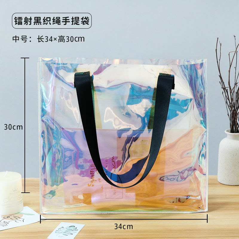 Bolsa de plástico transparente de Pvc para mujer, bolso de mano de gran capacidad, impermeable, para compras, regalo, Verano