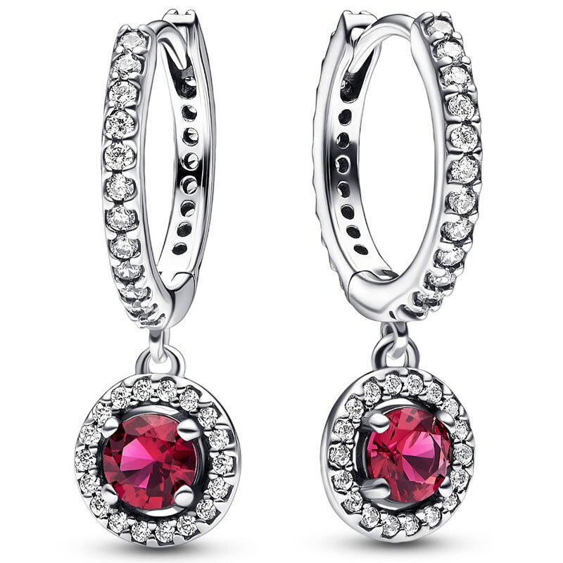 Oryginalny czerwony niebieski różowy okrągły kolczyki w kształcie obręczy musujące dla kobiet 925 szterling srebrny kolczyk prezent ślubny drobna europejska biżuteria Diy