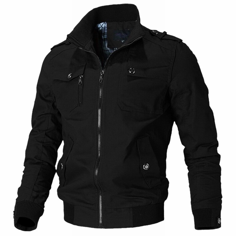 Куртка-бомбер мужская приталенная, Повседневная ветровка, пальто в стиле милитари, верхняя одежда со стоячим воротником, весна-осень 2023