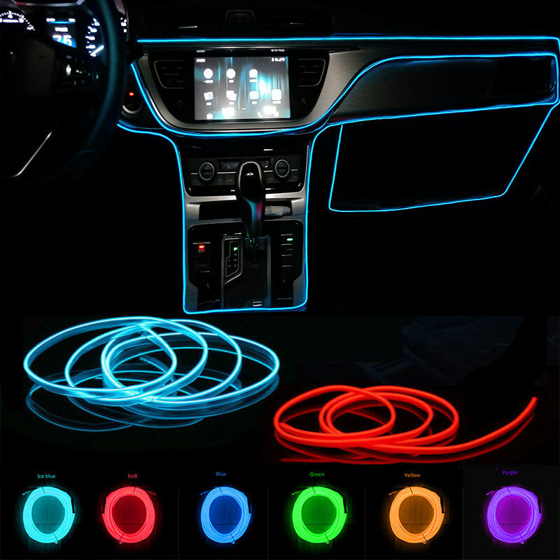 Lampa otoczenia samochodu Neon LED zimne światło wnętrze auta listwy nastrojowe światła zamontuj paski dekoracyjne Shine Usb/papieros