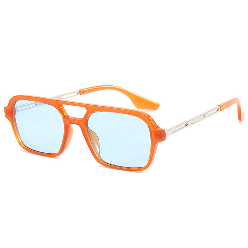 Occhiali da sole quadrati con montatura piccola donna Designer di marca occhiali da sole di lusso di moda femminile Vintage Hollow Leopard Blue Oculos De Sol
