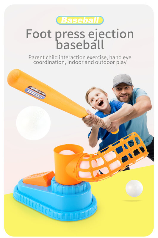 Set peluncur bisbol untuk anak-anak, permainan dalam ruangan olahraga luar ruangan bola melayani Kit kebugaran dinosaurus lucu mainan ketapel