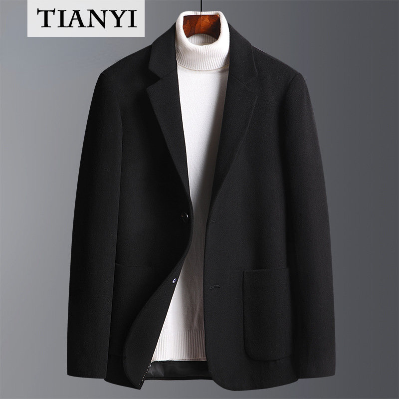 Terno de lã grosso masculino, jaqueta fina, terno de lazer pequeno, caxemira de alta qualidade, tendência, outono e inverno