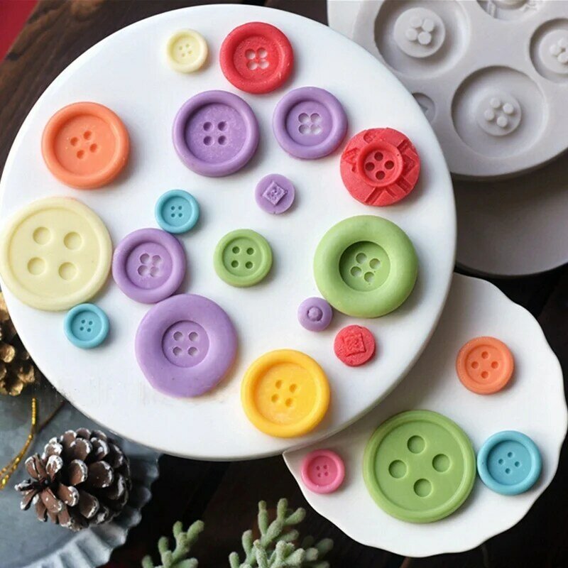 Moule en silicone en forme de bouton pour la cuisine, outil de cuisson de gâteau bricolage, fondant, biscuit, décoration de chocolat, plâtre irrigation