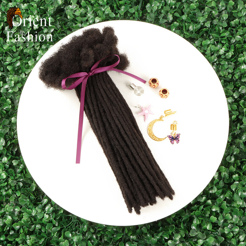 Orientfashion-extensiones de cabello humano hechas a mano para mujeres y hombres Afro, peluca de Reggae negra Natural, pelo trenzado de ganchillo