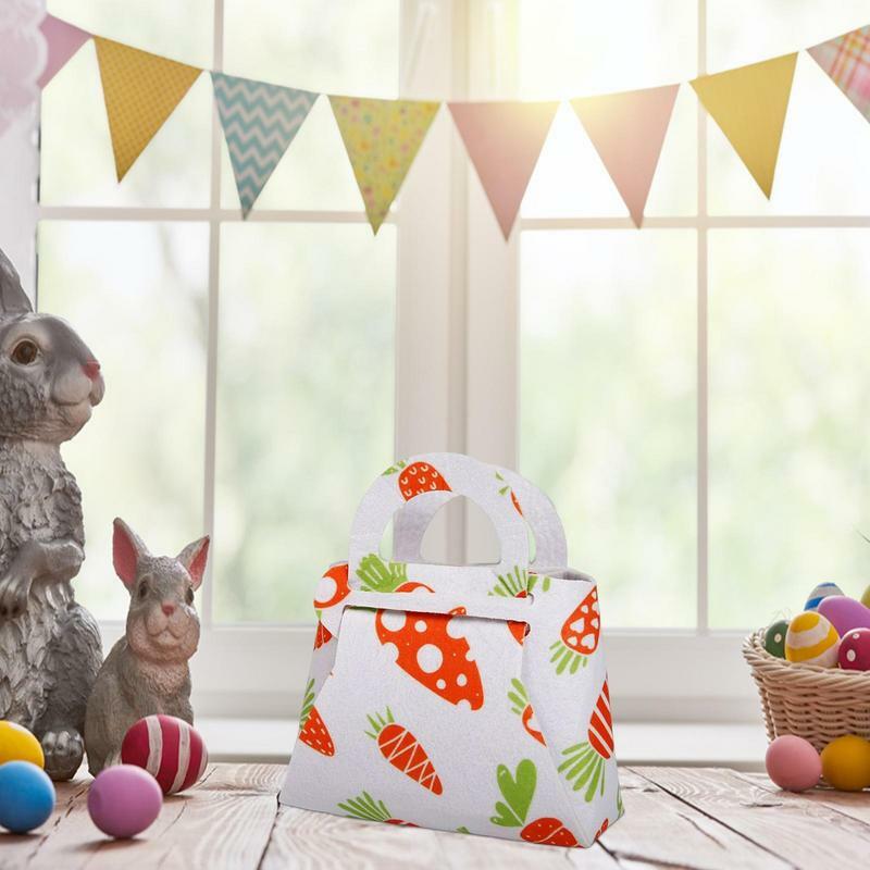 Bolsas de regalo de Pascua con asa, contenedores de cesta de conejito y huevos, suministros de recuerdo de fiesta escolar para niños