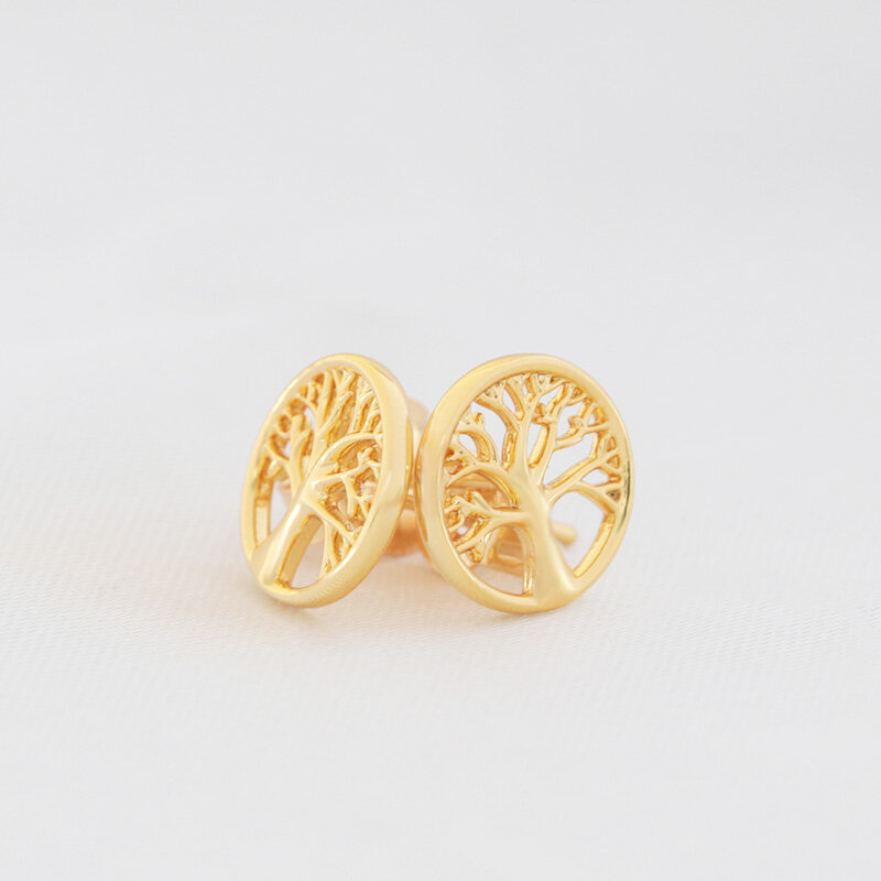 FORIS Fashion Perhiasan 925 Sterling Perak Emas Lovery Pohon Anting Hadiah Terbaik untuk Wanita
