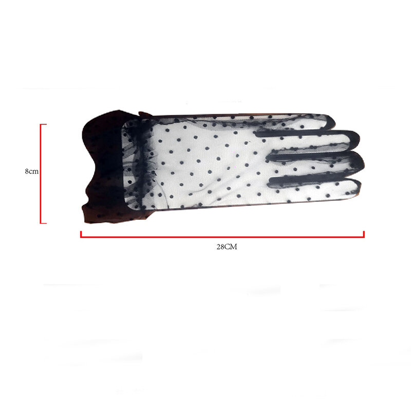 Autumn Summer Stretchy Falbala Full Finger Flexible Accessories Spots Gloves Spots Lace Mittens Tulle Gloves