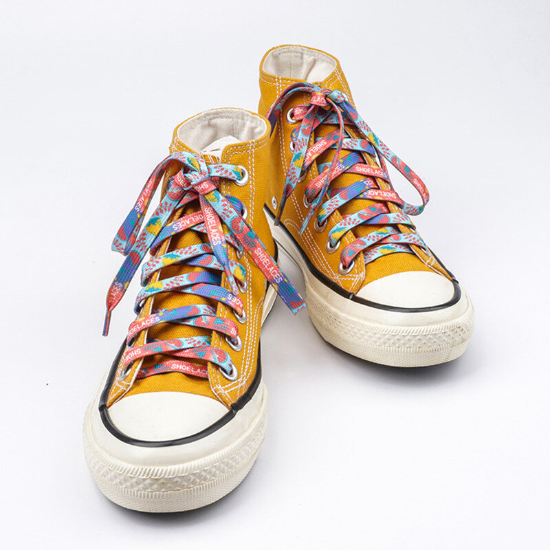 1 pasang tali sepatu karet buah warna-warni Fashion untuk sepatu tali sepatu kanvas datar untuk sepatu kets Aksesori tali sepatu olahraga