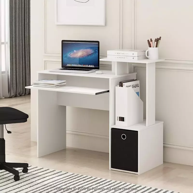 Chaise de jeu PC polyvalente Econ, bureau à domicile, bureau d'écriture d'ordinateur, table pliante portable, lit d'ordinateur portable, blanc, noir