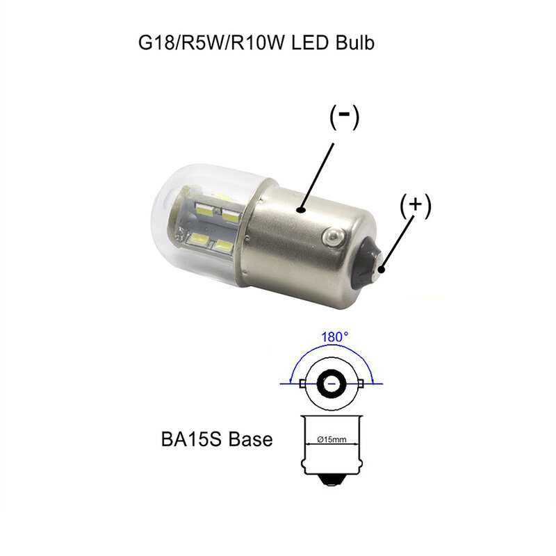 LED電球装置信号ランプ,6v,1156 ba15s,g18,r5w,r10w,12v,24v,2w,チップ,4個