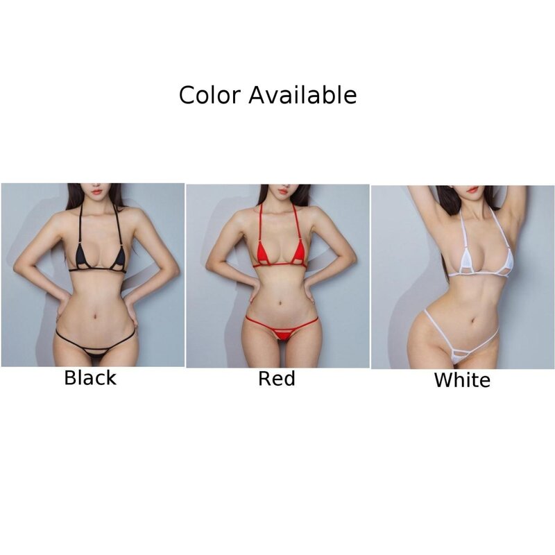 Lingerie wanita seksi Bra Halter Mini Super Set Thong Bikini t-back pakaian renang pantai pakaian dalam menggoda padat pakaian erotis