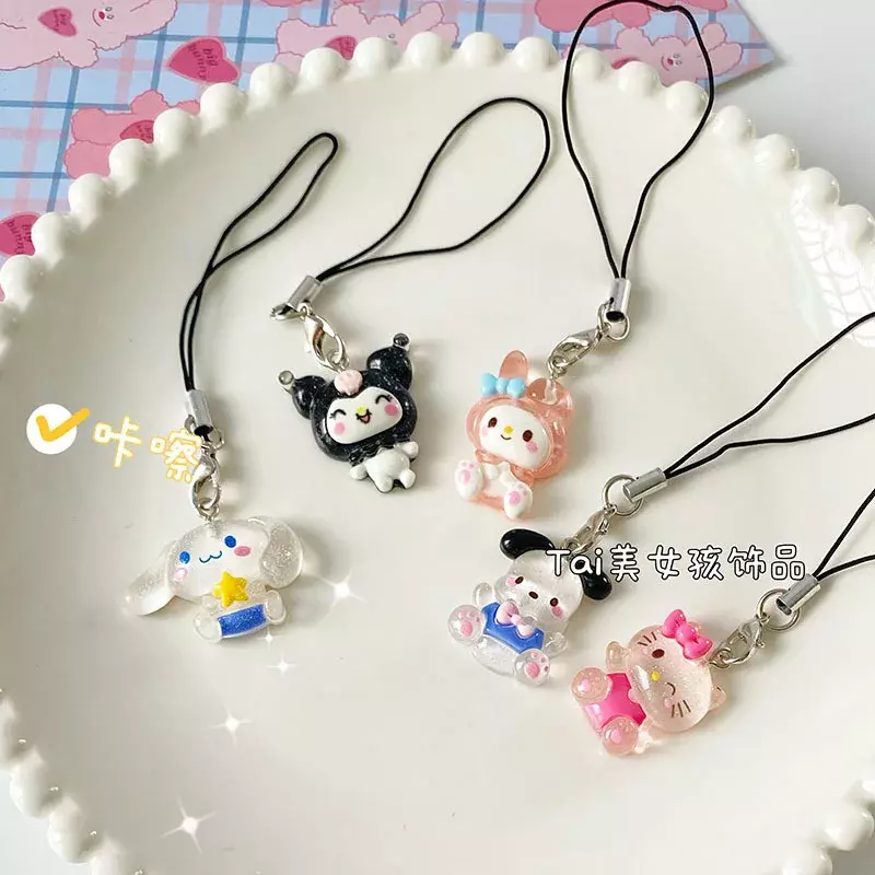 Anime meine Melodys Tasche Schlüssel bund Cartoon Cinnamon rolls Hallo Kittys niedlichen Telefon Anhänger girly Artikel Anhänger Seil Dekoration Geschenk
