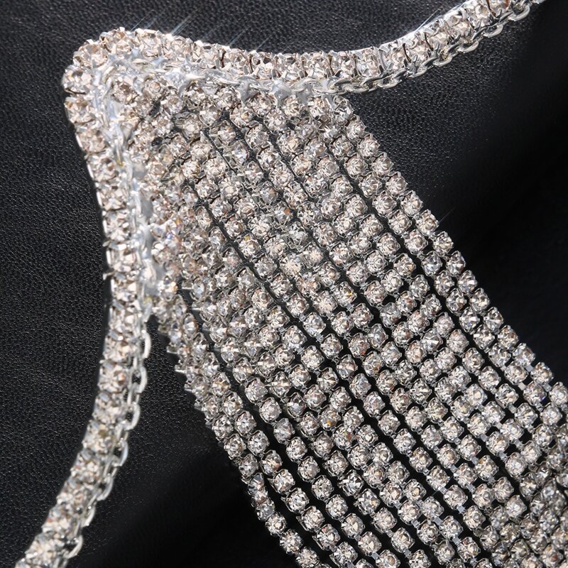 Bra Braket Dada Berlian Imitasi Perhiasan Tubuh Seksi Rantai Tubuh Kristal Dapat Disesuaikan untuk Festival Pesta