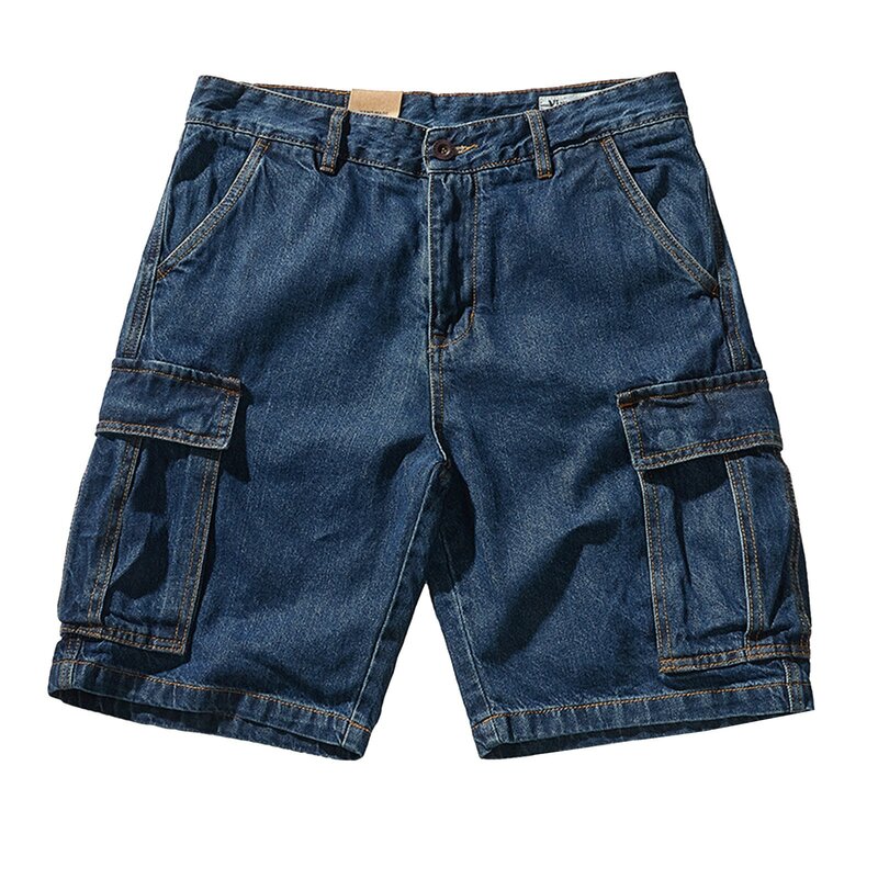 Herren Sommer Denim Shorts Mode klassische mittlere Taille Fünf-Punkt-Jeans Hosen schöne Streetwear mit Muti Taschen Denim Shorts