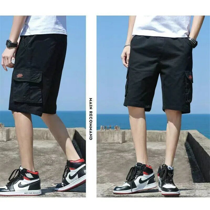 Summer Cargo Shorts for Men Shorts Casual Loose Sports Middle Pants Bermuda Male Streetwear Hip Hop Multi-Pocket Baggy Shorts
