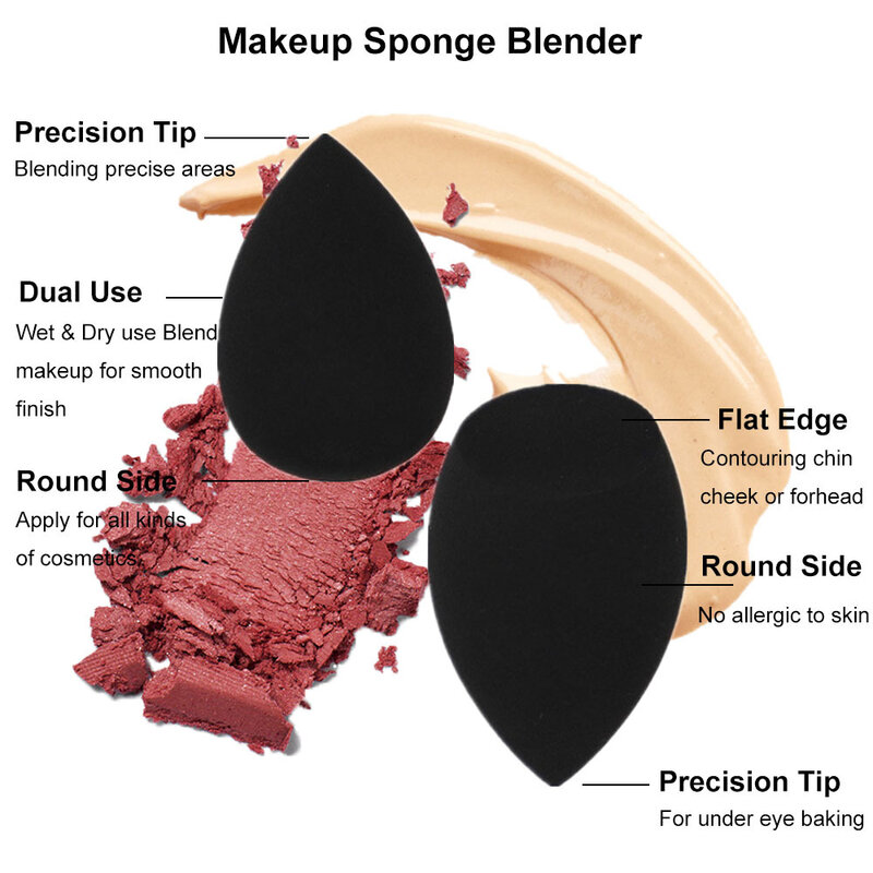 Esponja de maquillaje en polvo suave, esponja cosmética para base correctora, crema cegadora, accesorios de maquillaje