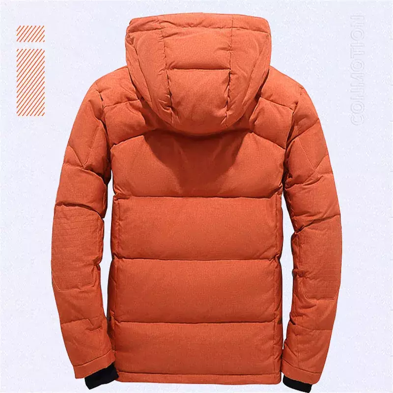 남성용 겨울 다운 재킷, 화이트 덕 코트, 방풍 따뜻한 여행 캠핑 오버코트, 두꺼운 단색 후드 남성 의류, 신제품