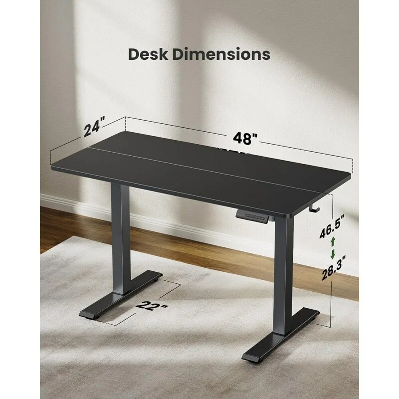 Electric Standing Desk Adjustable Height, 48 * 24 Inch Sit Stand up Desk for Home Office Furniture Computer Desk