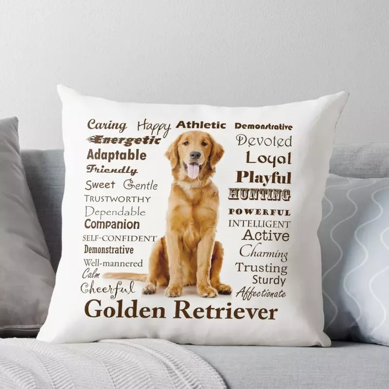 Golden Retriever Traits Throw Pillow luxury decor home decor items