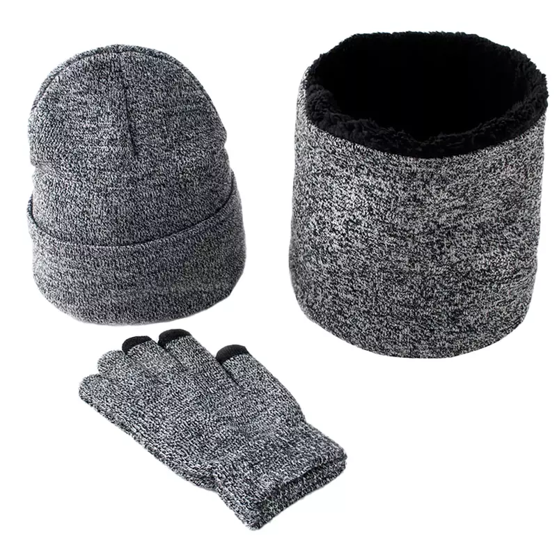 Conjunto de gorro y guantes Unisex para hombre, bufanda de hilo de lana, silenciador de punto, sombrero de Color sólido, venta al por mayor, envío directo, Otoño e Invierno