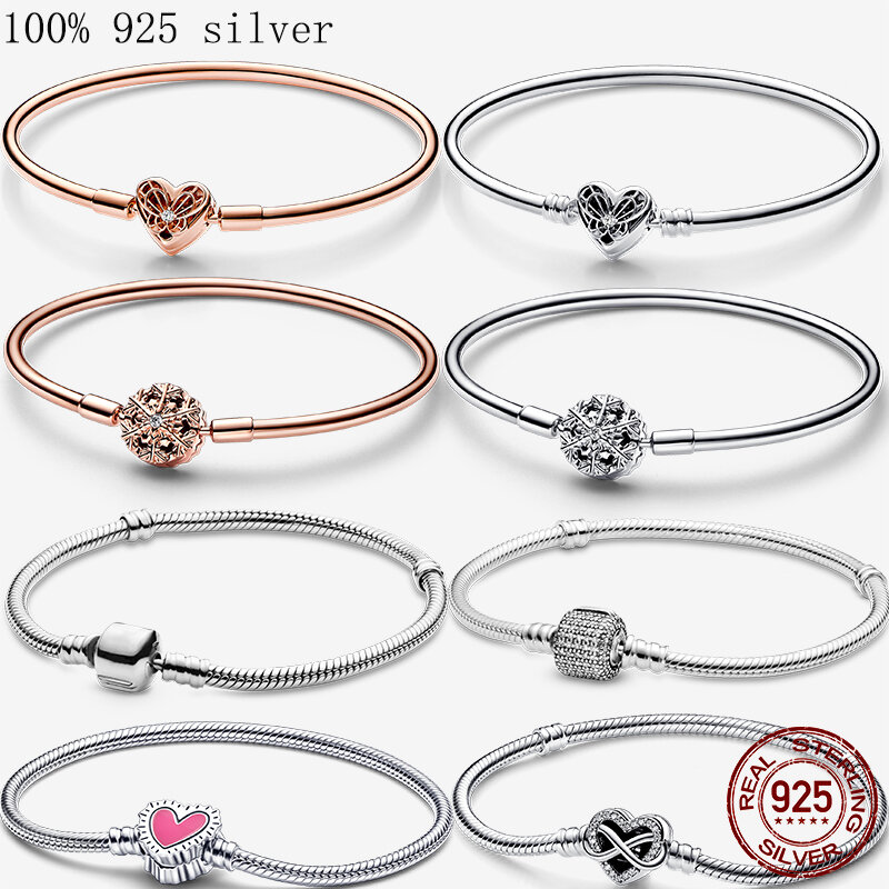 Vendita calda 100% bracciale in argento Sterling Fit Design originale perline Charms gioielli fai da te che fanno abbagliante braccialetto a catena CZ per le donne