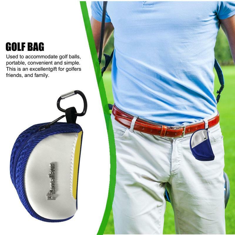 Tas kantong bola Golf, dengan ritsleting Mini tas pegangan kaus dengan Carabiner bola Golf tas pinggang pembawa