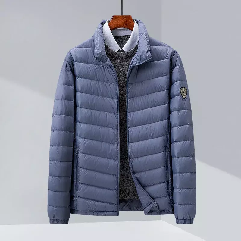 Manteau en duvet léger pour homme, col montant, court, polyvalent, automne, hiver, nouveau, 2023